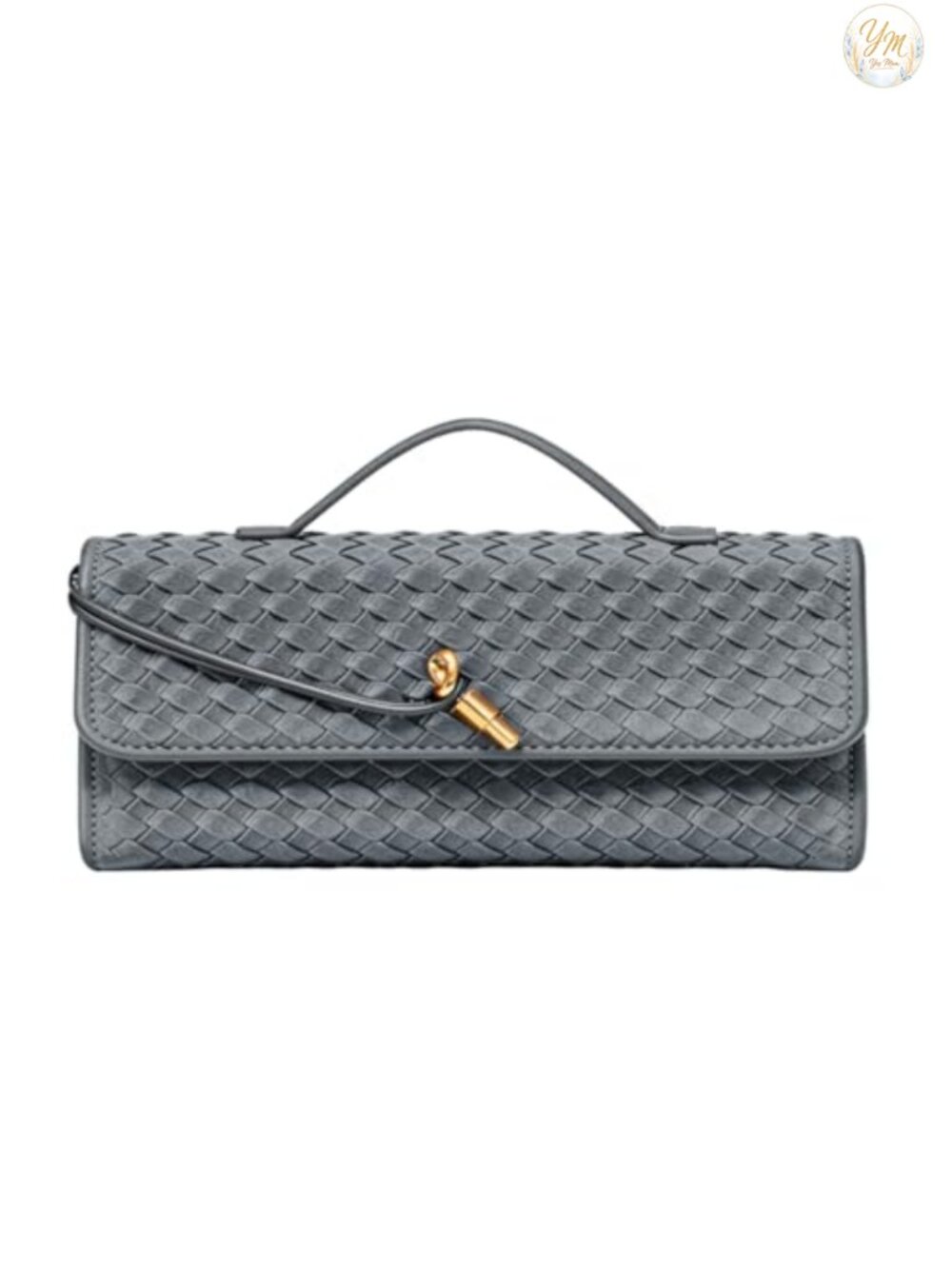 Suede Woven Evening Bag Clutch with Gold Buckle Adjustable Strap